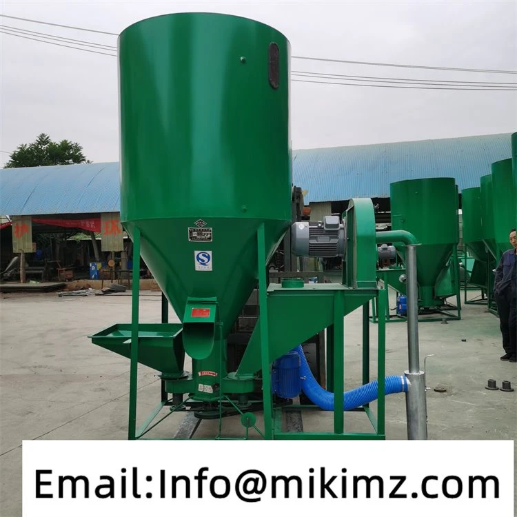 Poultry cattle chicken pig feed vertical mixer with Grinder